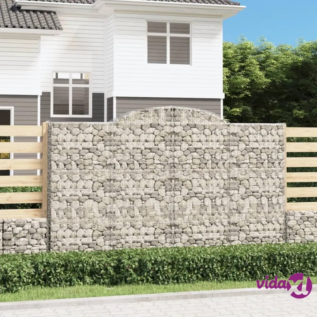 vidaXL Cesti Gabbioni ad Arco 6 pz 300x50x180/200 cm Ferro Zincato