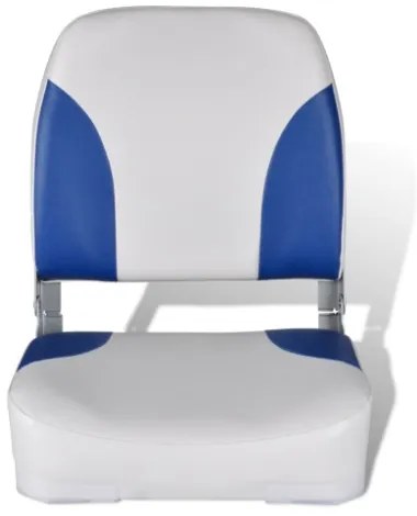 Sedili per Barca 2 pz Pieghevoli Cuscino Blu-Bianco 41x36x48 cm