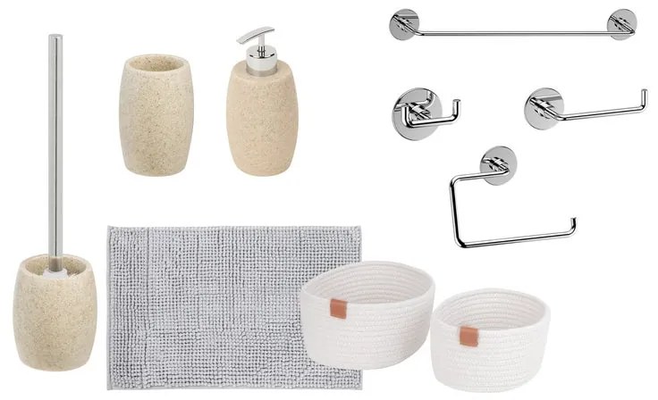 Set di accessori da bagno in acrilico beige