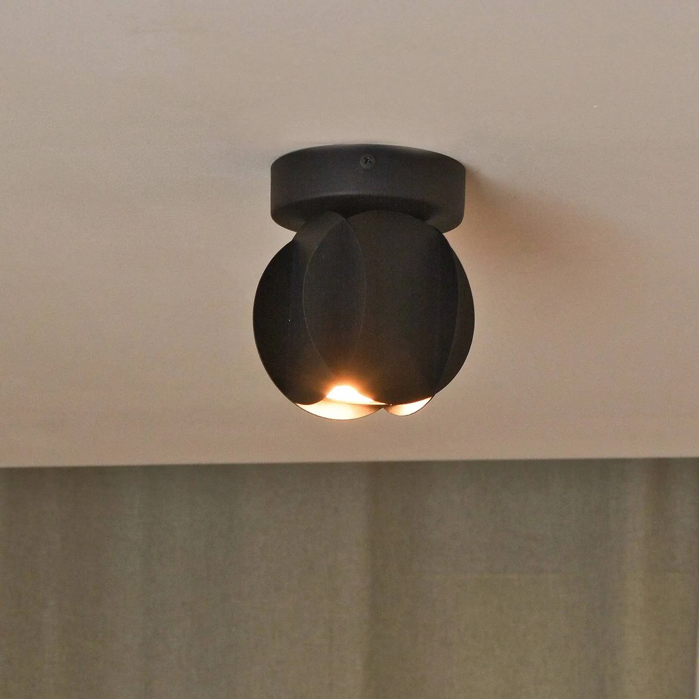 HELAM Faretto da soffitto GAMBIT, nero, Ø 10 cm, metallo, GU10