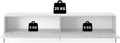 Mobile TV 175 Cm Listellato 2 Ante Rovere Piedini Neri Zenith