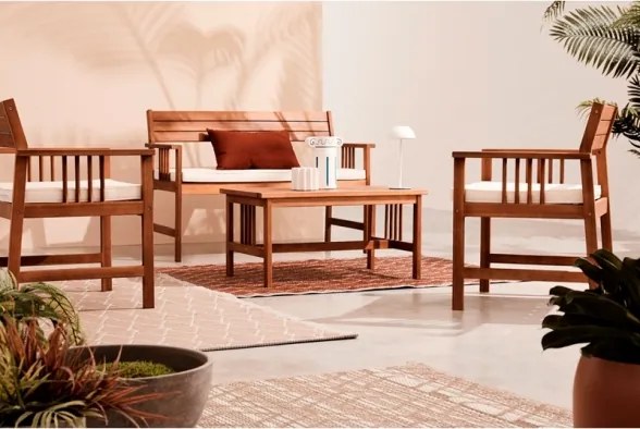 Set Salotto Da Esterno 4 Posti In Legno Di Acacia Con Cuscini Noemi Bizzotto