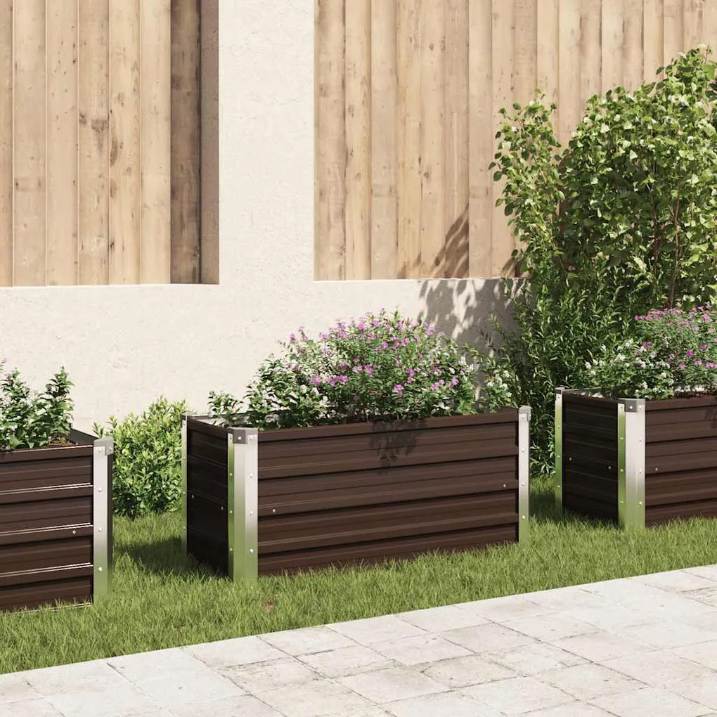 Letto Rialzato Giardino Marrone 100x40x45 Cm İn Acciaio Zincato /
