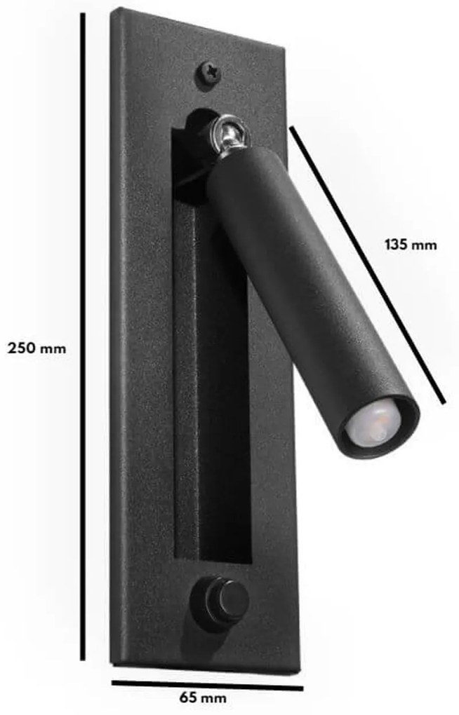 Applique 1xG9 mod. Enif per Comodino da Incasso a Parete Colore Nero