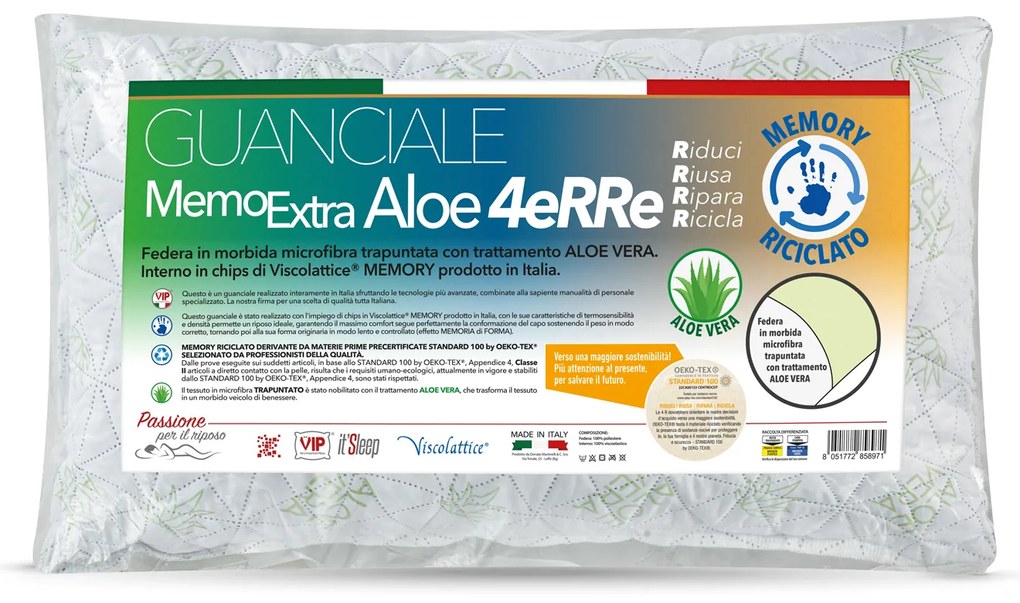 Cuscino guanciale fiocco Memo Extra Aloe 4erre