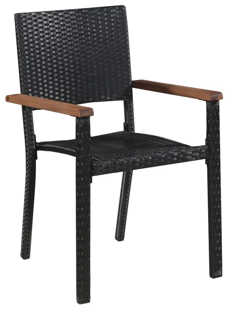 Set da pranzo da giardino 9 pz in polyrattan e acacia nero