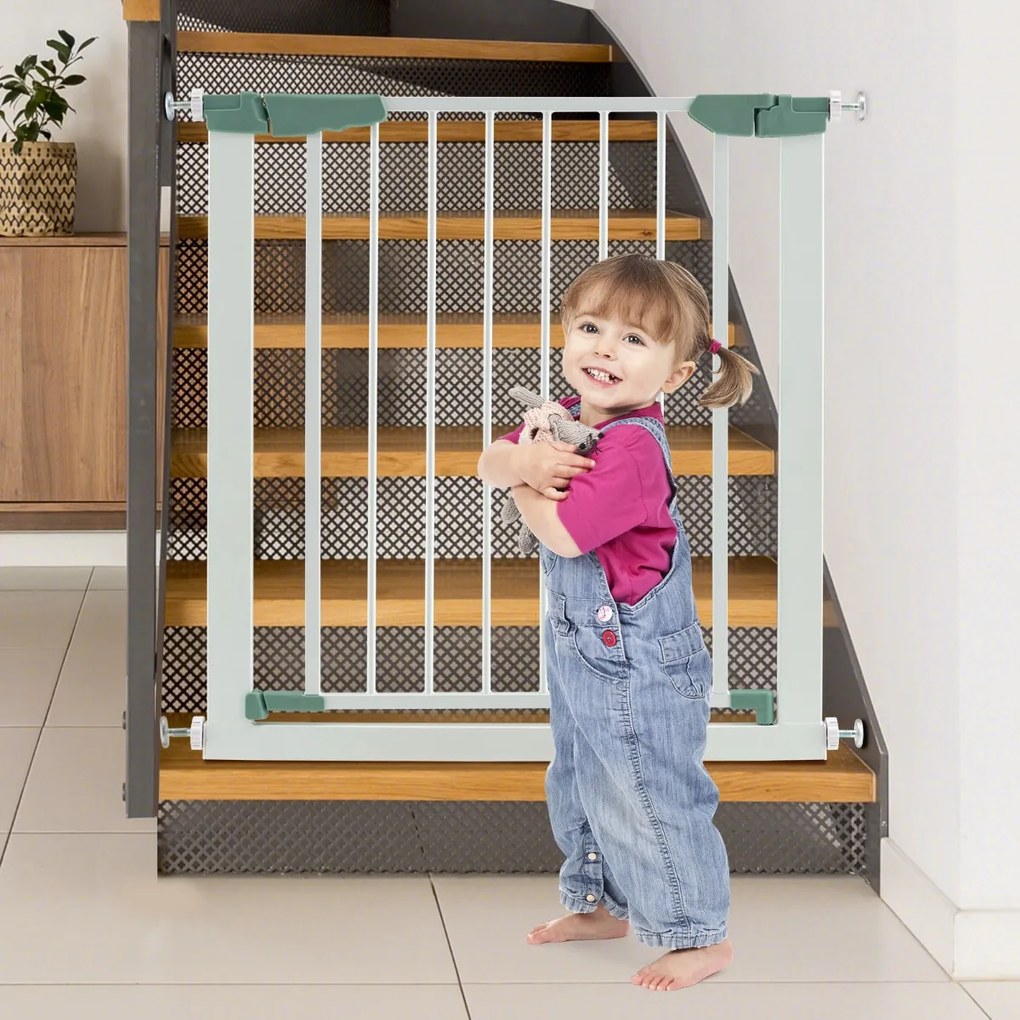 Costway Cancelletto di sicurezza per bambini con chiusura automatica, Cancelletto largo 76-82,5 cm per scale porte