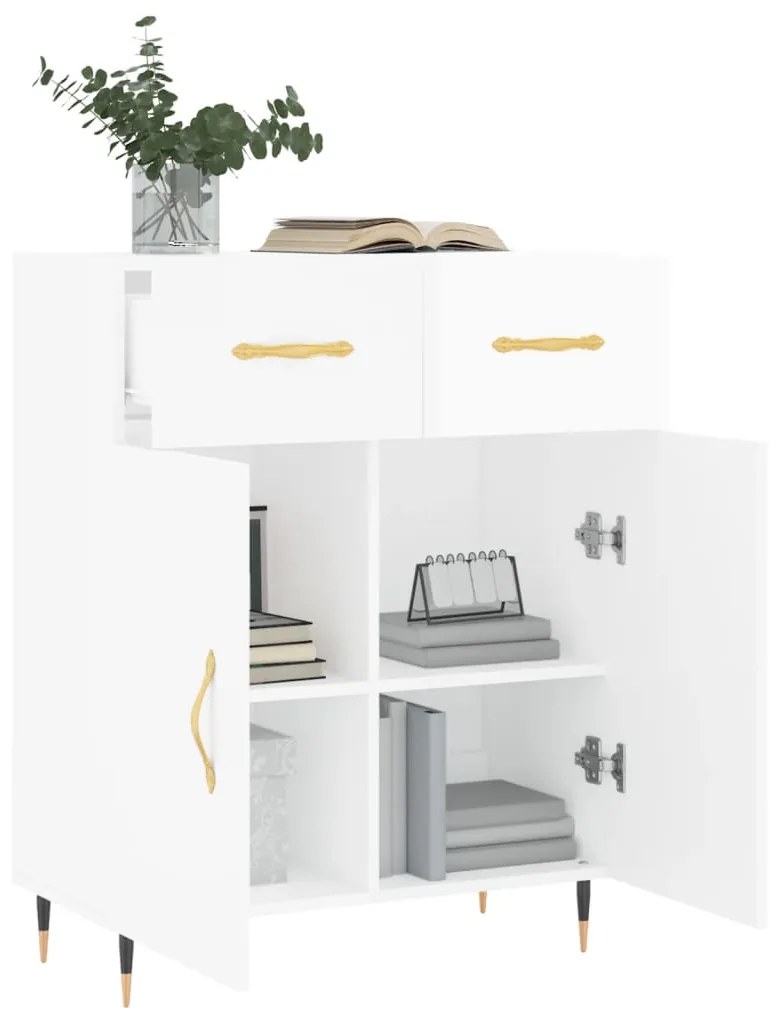 Credenza 69,5x34x90 cm in legno multistrato bianco lucido