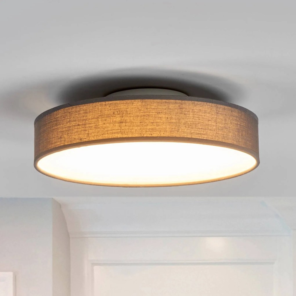 Lindby LED lampada da soffitto in tessuto Saira, Ø 30 cm, grigio, tessuto