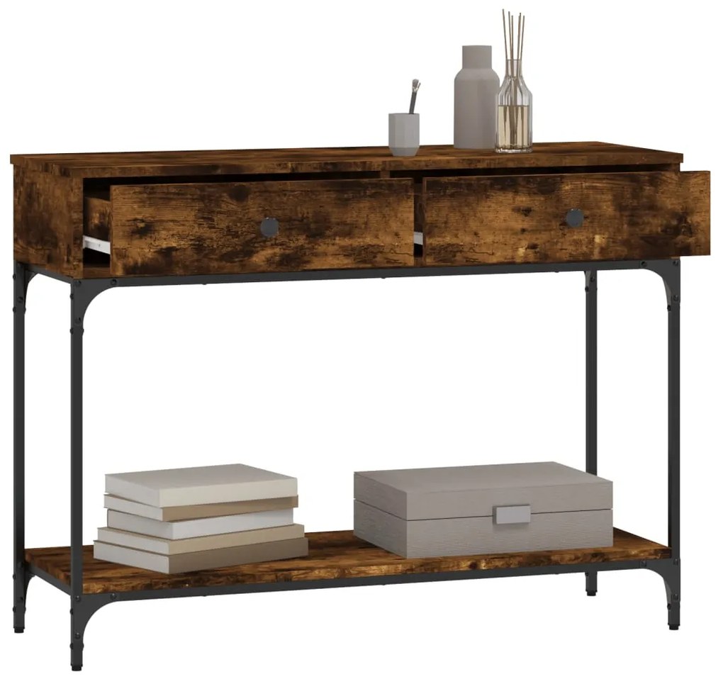 Tavolino consolle rovere fumo 100x34,5x75cm legno multistrato