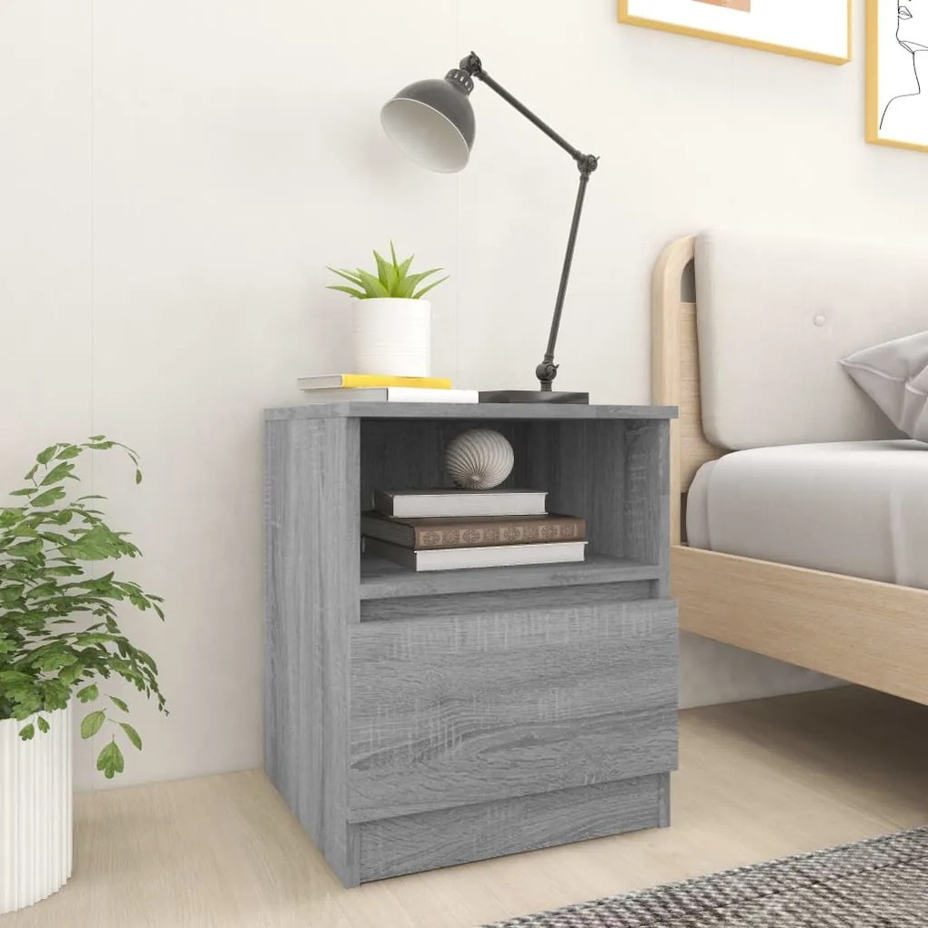 Comodini 2 Pz Grigio Sonoma 40x40x50 Cm İn Legno Multistrato /