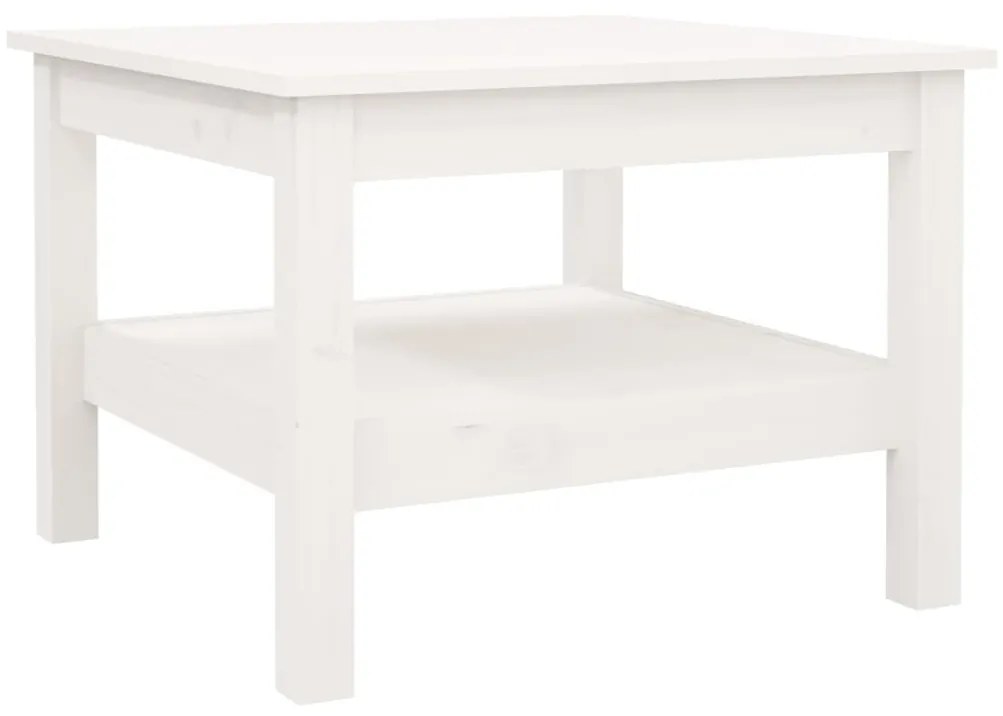 Tavolino da salotto bianco 55x55x40 cm legno massello di pino