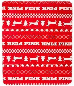 Victoria's Secret  Coperta Cozy Blanket - Chili Red Jacquard Print  Victoria's Secret