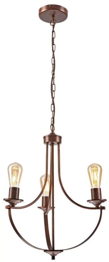 Lampadario a sospensione con catena GINA 3xE27/60W/230V marrone