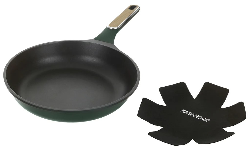 Padella antiaderente 30 cm verde con salvapadella