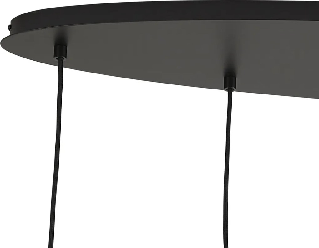 Lampada a sospensione nera con vetro ambrato, fumé e trasparente a 6 luci - Elena