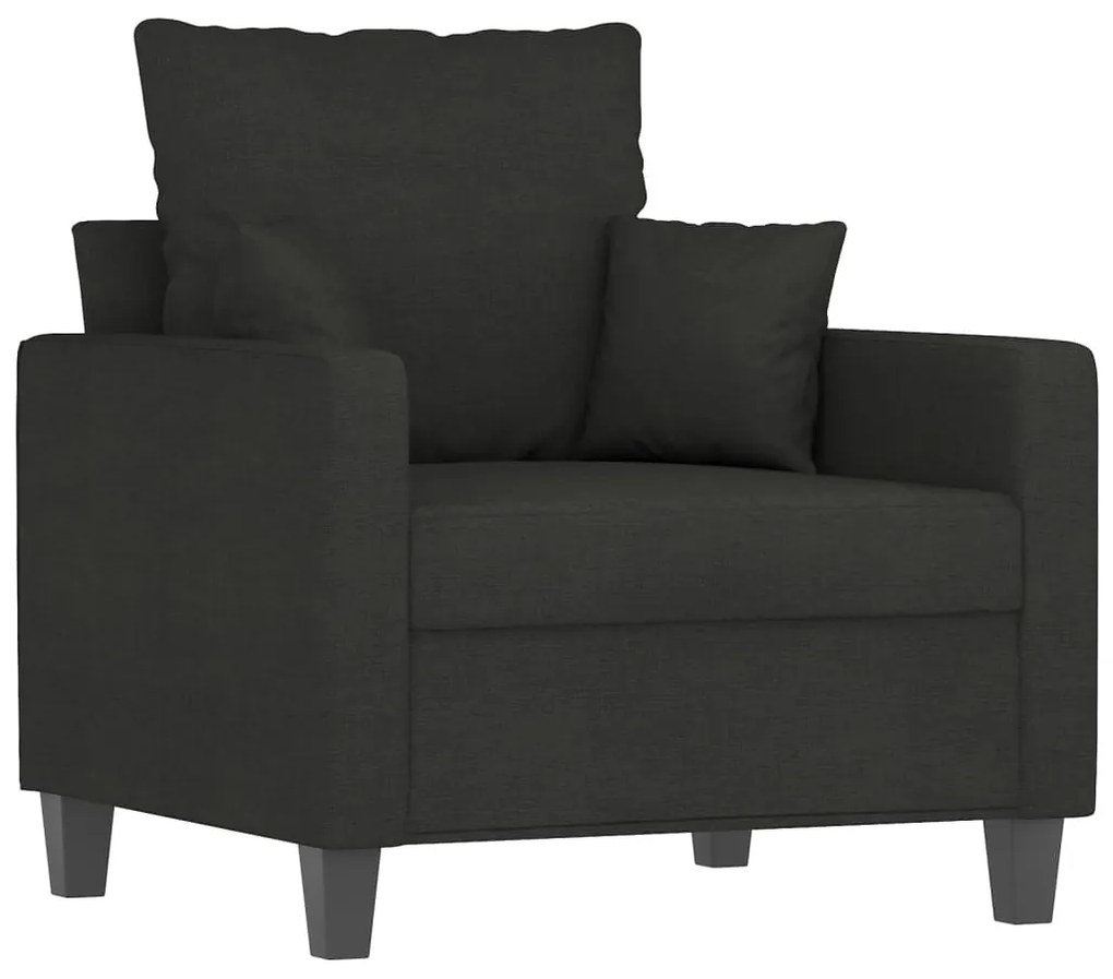 Poltrona con poggiapiedi nero 60 cm in tessuto