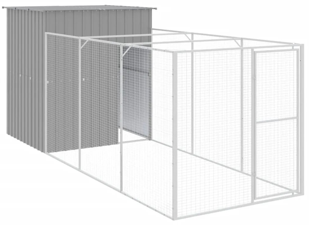 Casetta cani corsa grigio chiaro 165x455x181 cm acciaio zincato