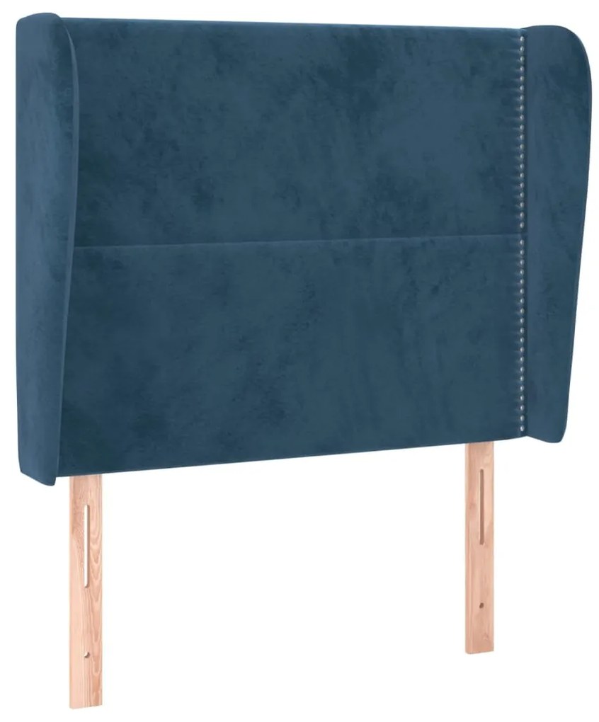 Testiera ad orecchio blu scuro 103x23x118/128 cm in velluto