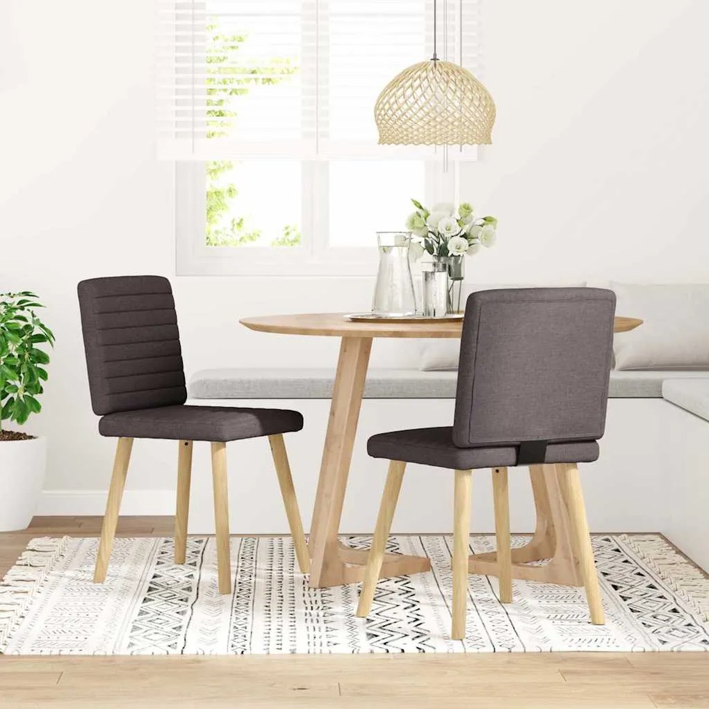 Sedie Da Pranzo 2 Pz Marrone Scuro İn Tessuto /