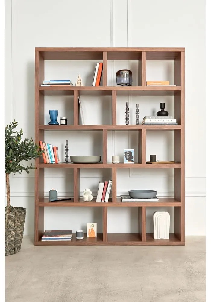 Libreria bianca con bordo in legno 150x198 cm Berlin - TemaHome