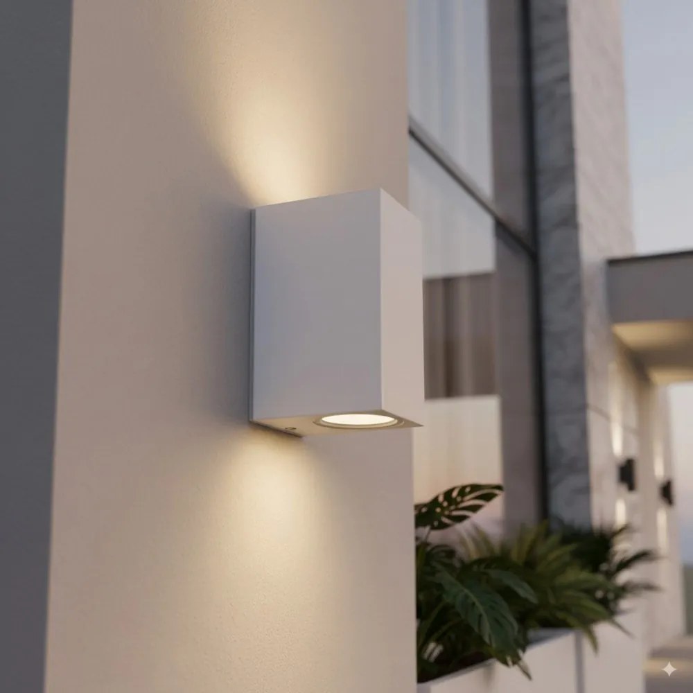 Applique Rettangolare Bidirezionale IP65 - GU10 Bianco Base GU10