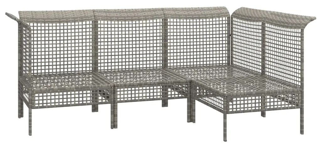 Set Divani da Giardino 4 pz con Cuscini in Polyrattan Grigio