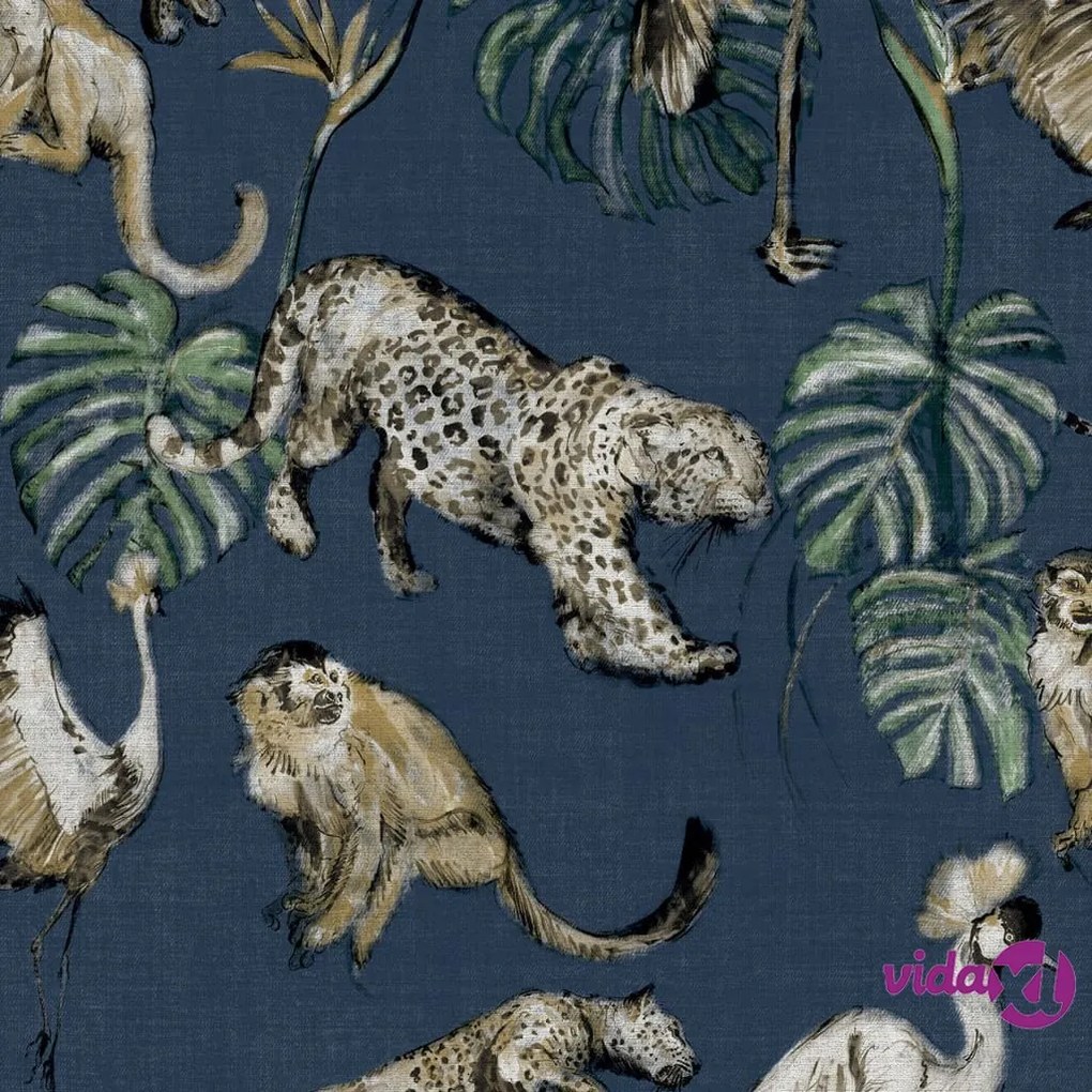 Noordwand Zero Carta da Parati Exotic Animals Blu