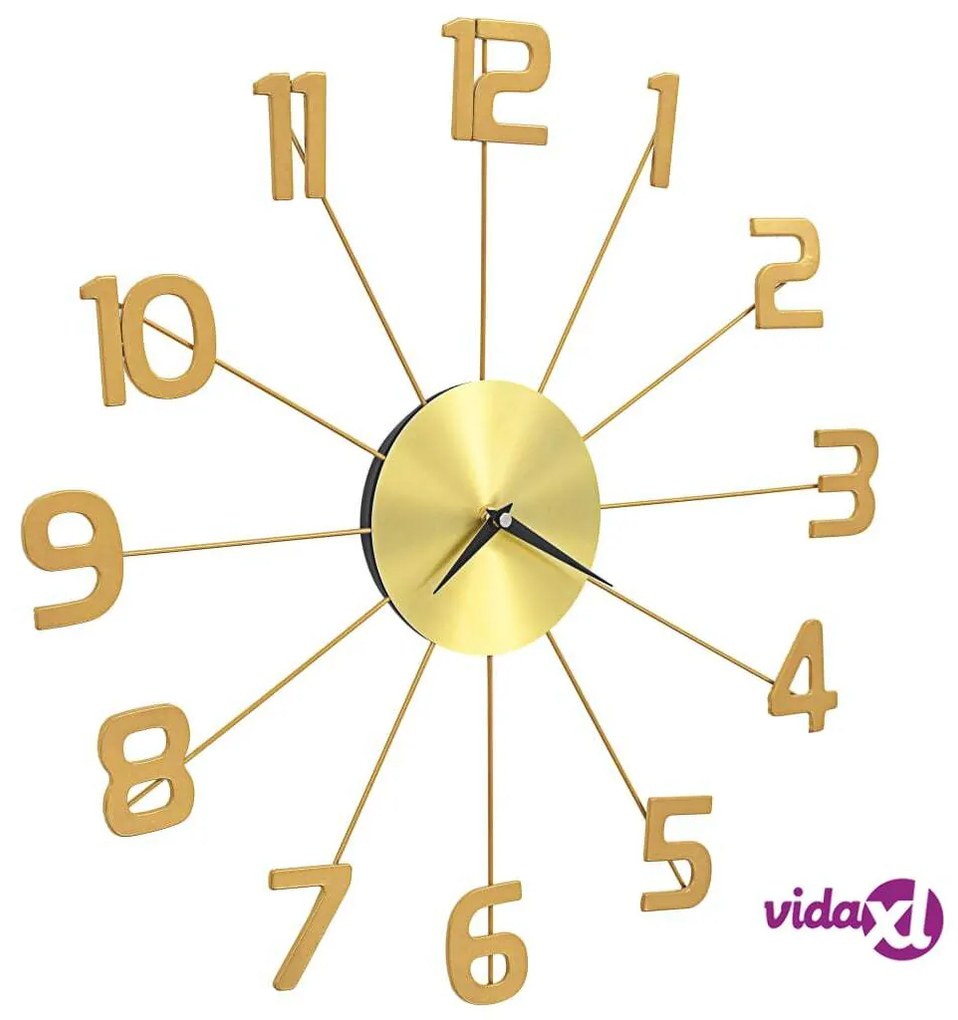 vidaXL Orologio da Parete in Metallo 50 cm Dorato