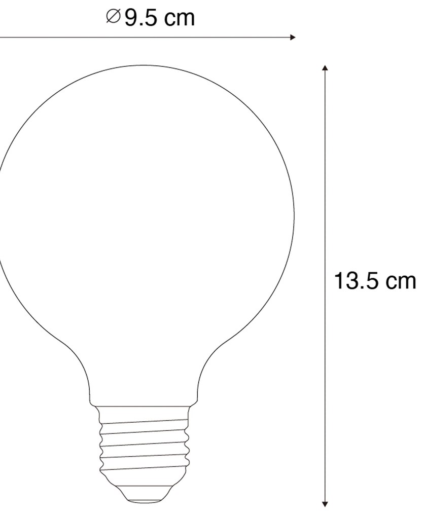 Set di 5 Lampadine LED E27 a filamento a spirale dimmerabili G95 4W 270 lm 2200K