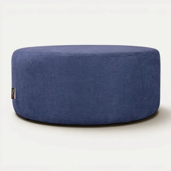 Pouf Tondo Dante L70 cm in Tessuto Antimacchia BLU