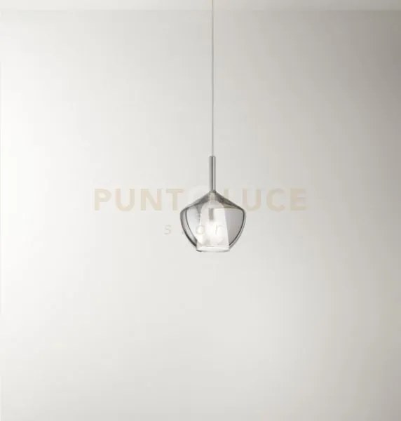 Vetro  1 luce attacco e27  fume specchiato rain d.20cm rosone acqui...