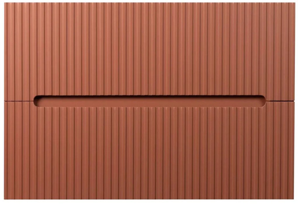 Mobile sotto lavabo sospeso scanalato 80 cm Terracotta - PAVANI