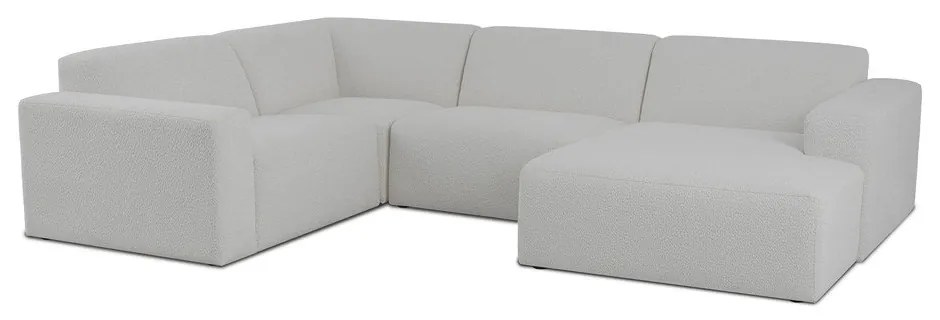 Divano angolare bianco in tessuto bouclé (a U) Roxy - Scandic