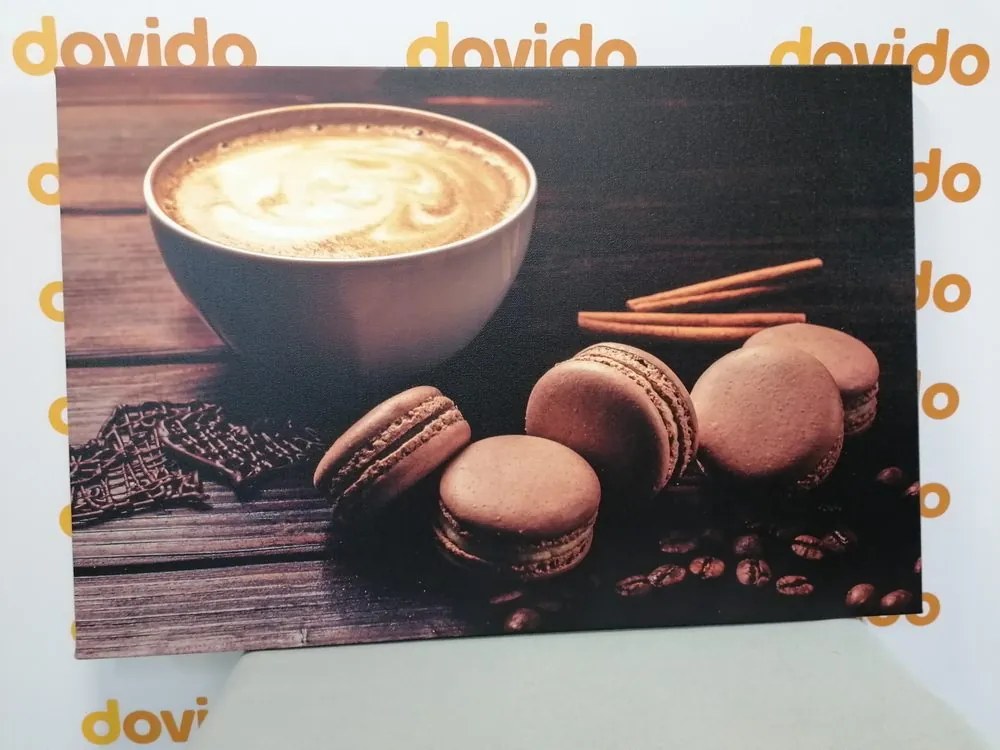 Quadro su tela – Caffè con macaron al cioccolato