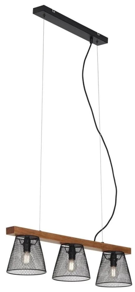 Briloner 4077-035 - Lampadario a sospensione con filo WOOD &amp; STYLE 3xE14/25W/230V