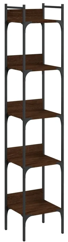 Libreria 5 ripiani rovere marrone 35x30x174cm legno multistrato
