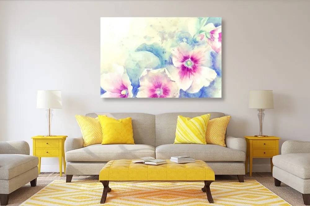 Quadro su tela – Illustrazione acquerello di fiori rosa