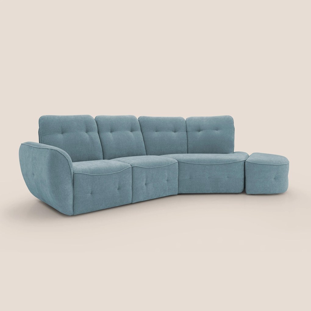 Cerbero divano angolare con pouf mobile in morbido bouclé impermeabile T07 carta da zucchero