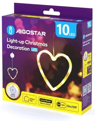 Aigostar - Decorazione natalizia LED 10xLED/3xAAA a forma di cuore 16 cm
