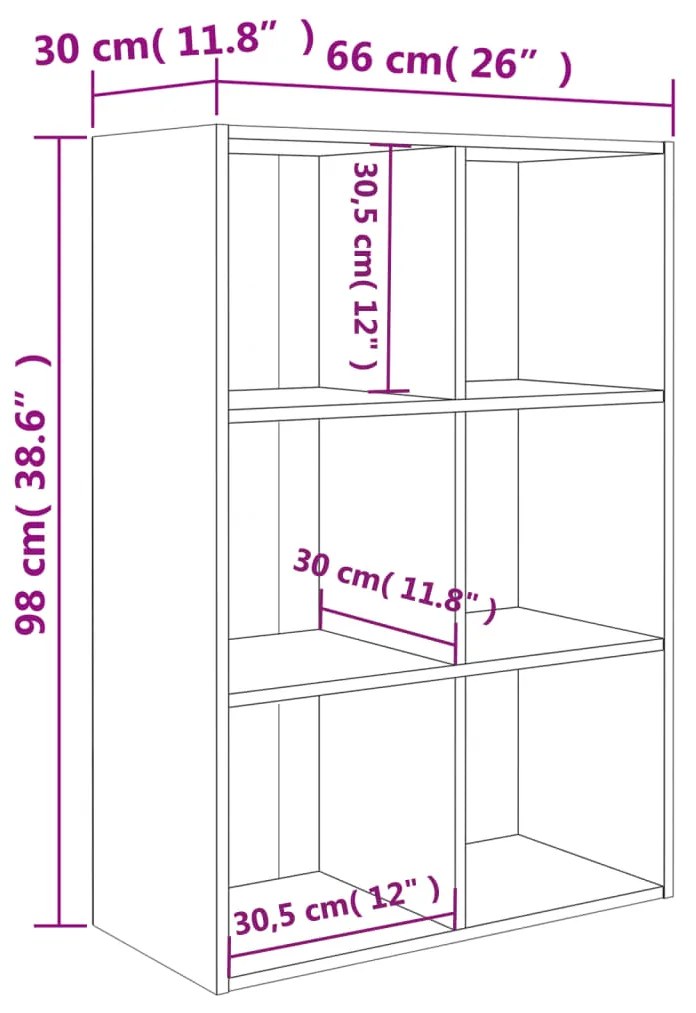 Libreria/Credenza Grigia 66x30x98 cm in Legno Multistrato