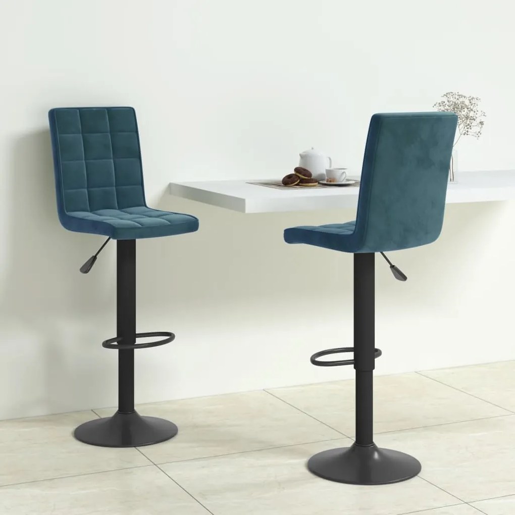 Sgabelli Da Bar 2 Pz Blu İn Velluto /