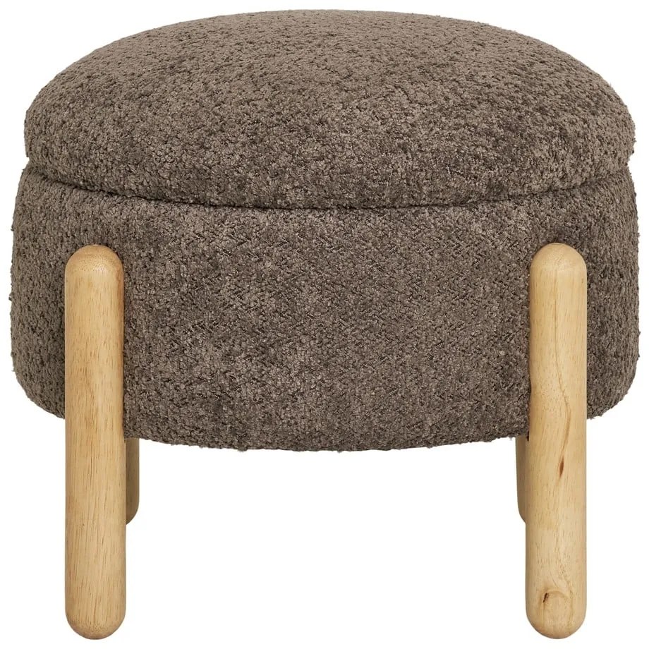 Pouf in tessuto bouclé marrone Medas - House Nordic