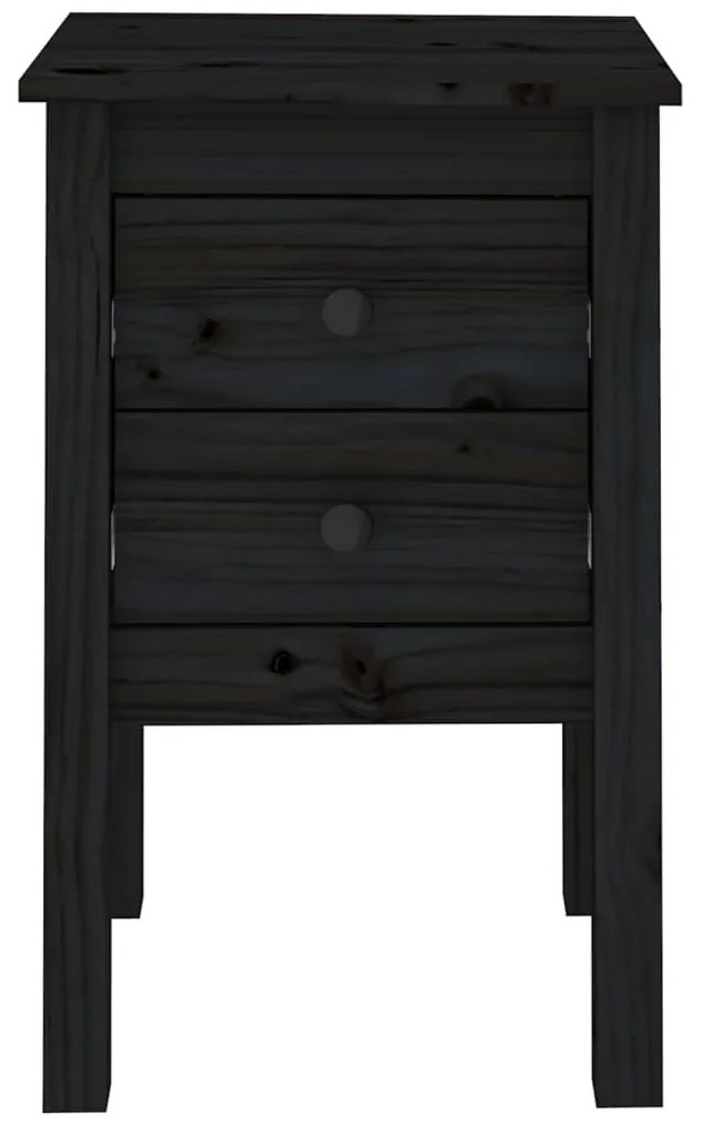 Comodino nera 40x35x61,5 cm in legno massello di pino