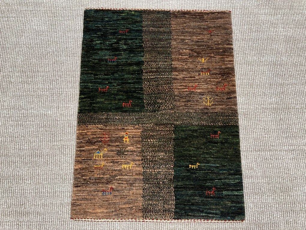 Loribaft Tappeto 80 x 60 Verde (Iran) Annodato A Mano