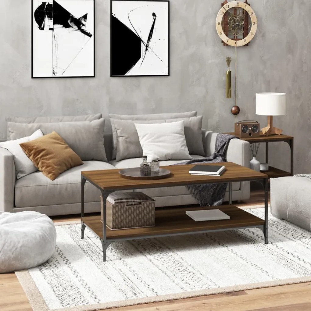 Tavolino Salotto Rovere Marrone 100x50x40cm Legno Multistrato /