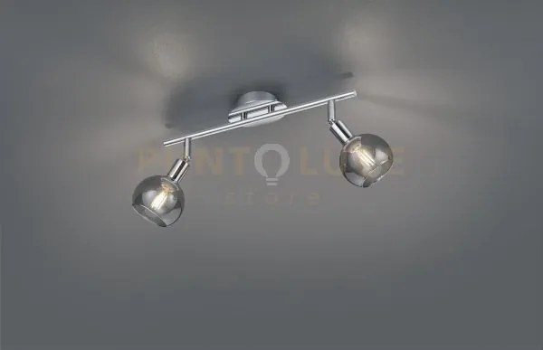 Brest barra 2 spots metallo cromo con vetri fume' l. 40cm attacco e14