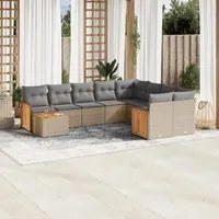 Set Divano da Giardino 10 pz con Cuscini Beige in Polyrattan 3260400