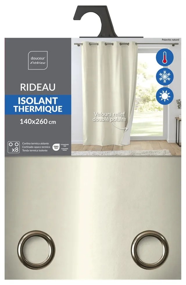 Tenda termoisolante color crema in velluto 140x260 cm Polarchic – douceur d'intérieur