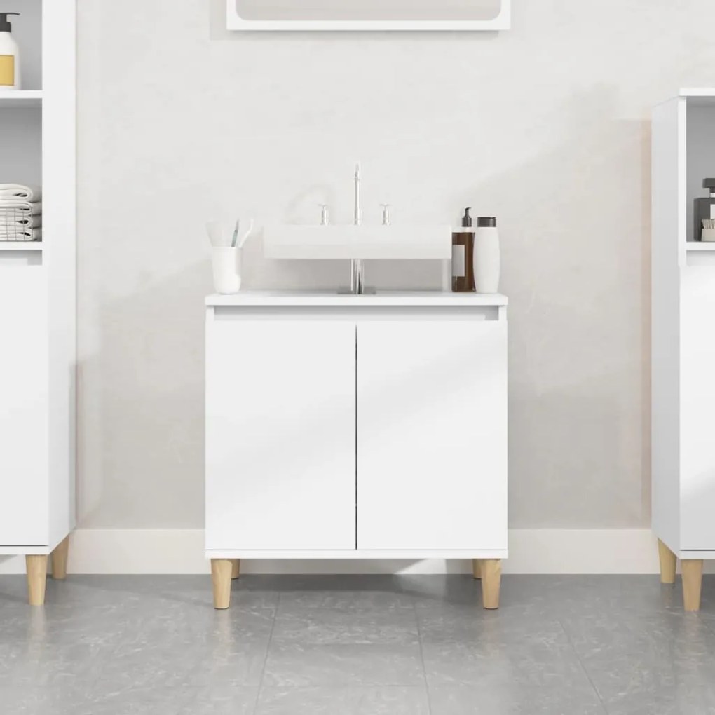 Mobile Lavabo Bianco 58x33x60 Cm İn Legno Multistrato /